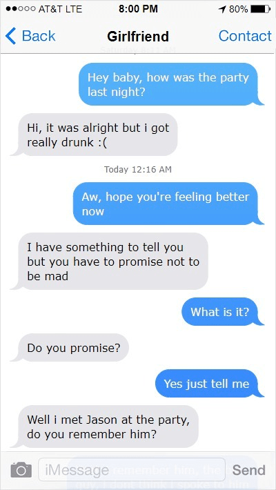 Drunk cheating gf texts